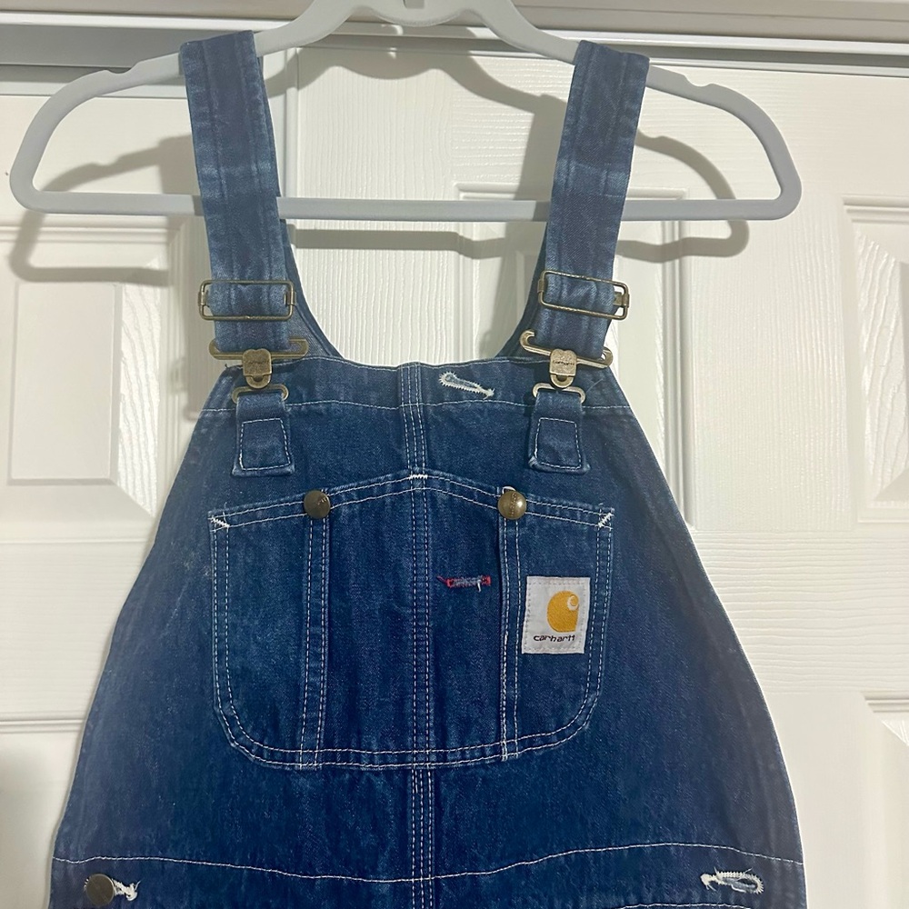 Carhartt Denim Bib Overalls with Brass Hardware 32 by 30